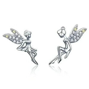 💥  Dainty White CZ Sweet Wing Fairies Stud Earrings for Women, GPMB1441